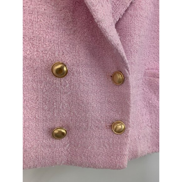 Express Womens Pink Double-Breasted Tweed Cropped Blazer Jacket XL NWT 7763 - Picture 3 of 8